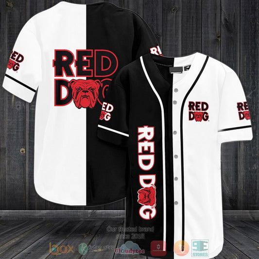Red Dog black white Baseball shirt