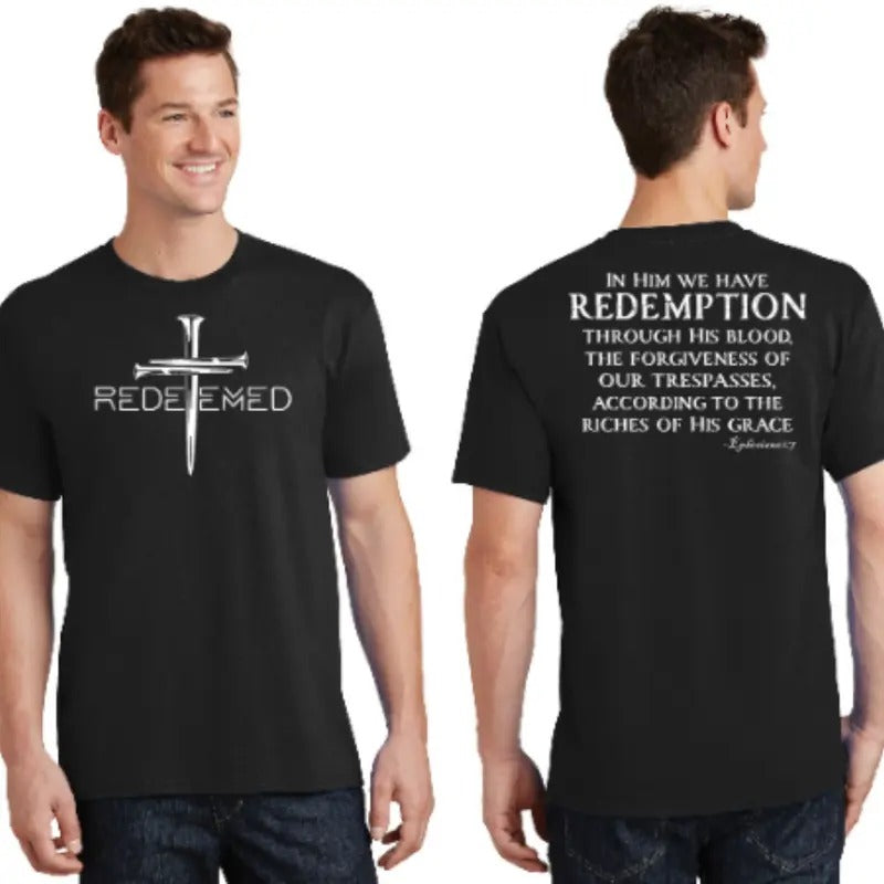 Redeemed Collection Redeemed By The Blood Of Jesus Ephesians 1:7 Front And Back Front & Back T-Shirt Hoodie, Sweatshirt