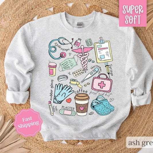 Registered Nurse Sweatshirt, Nurses Crewneck, Gift for Nursing Student, Womens Sweatshirt T-Shirts, Hoodie | WearSparks.com