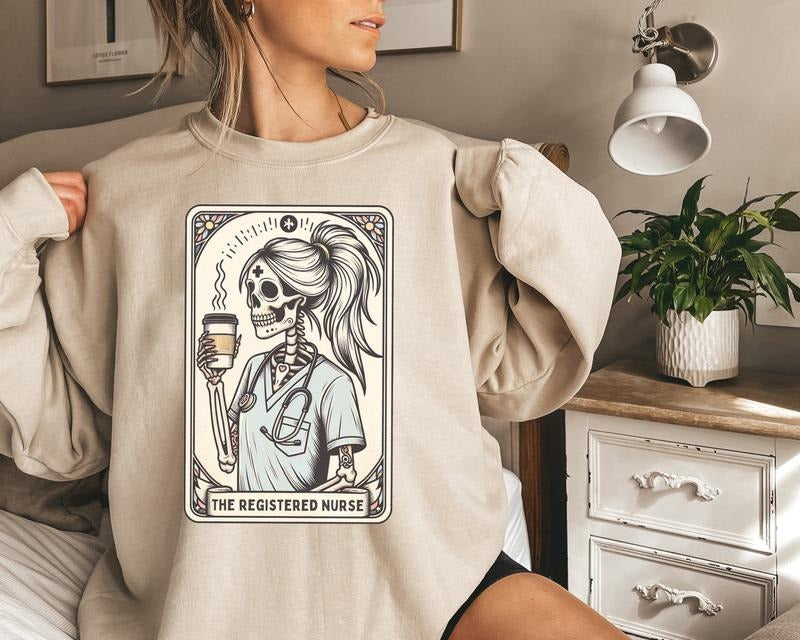 Registered Nurse Tarot Card Sweatshirt, Nurse RN Shirt, Skeleton Nurse Shirt Hoodie | WearSparks.com