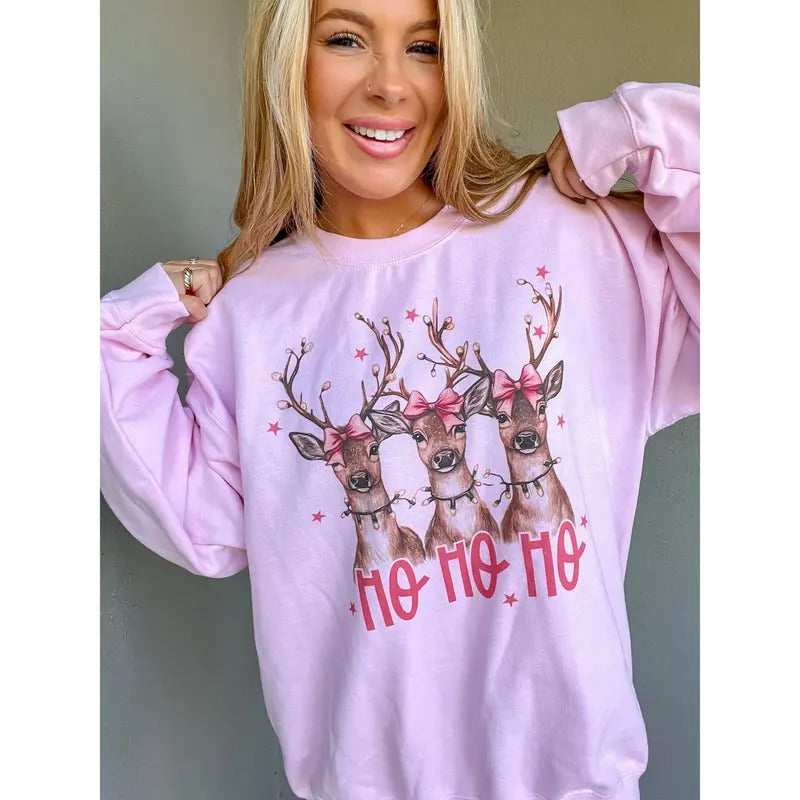 Reindeer Ho Ho Ho Graphic Top T-Shirts, Hoodie, Sweatshirt | WearSparks.com
