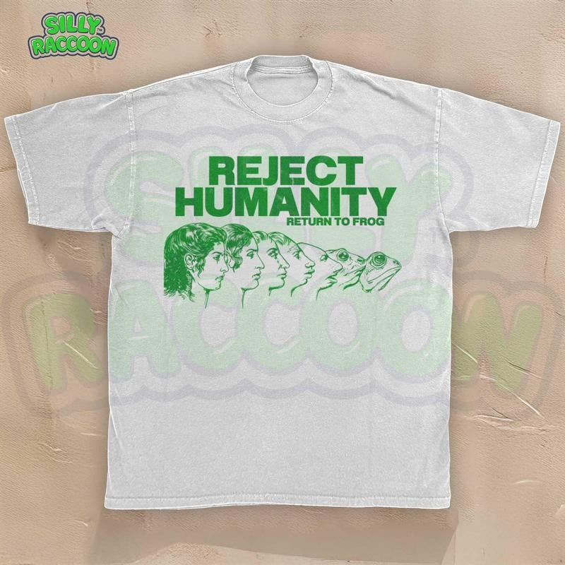 Reject Humanity Frog Graphic T-Shirt | Scientific Evolution Meme Graphic Shirt | Nature Lovers Gift | Funny Frog Lovers...