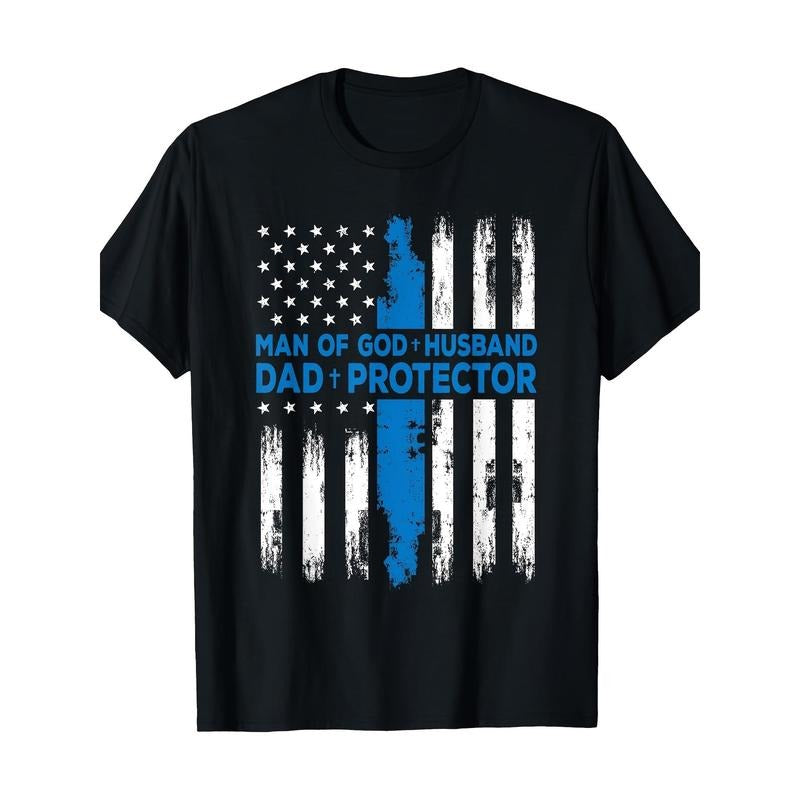 Religious Man Of God Husband Dad Protector T-Shirt - 220g made in usa Hoodie, Sweatshirt | WearSparks.com