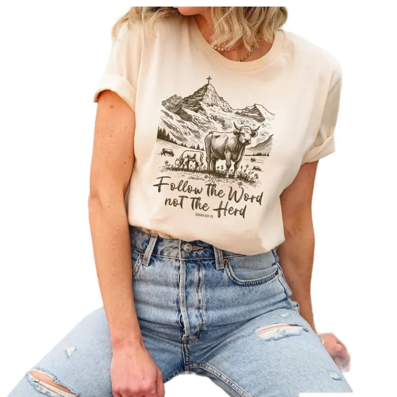 Religious Shirt, Follow The Word Not The Herd Shirt, Isaiah 8:11 13, Christian Country Shirt, Unisex T-Shirt, Gifts For...