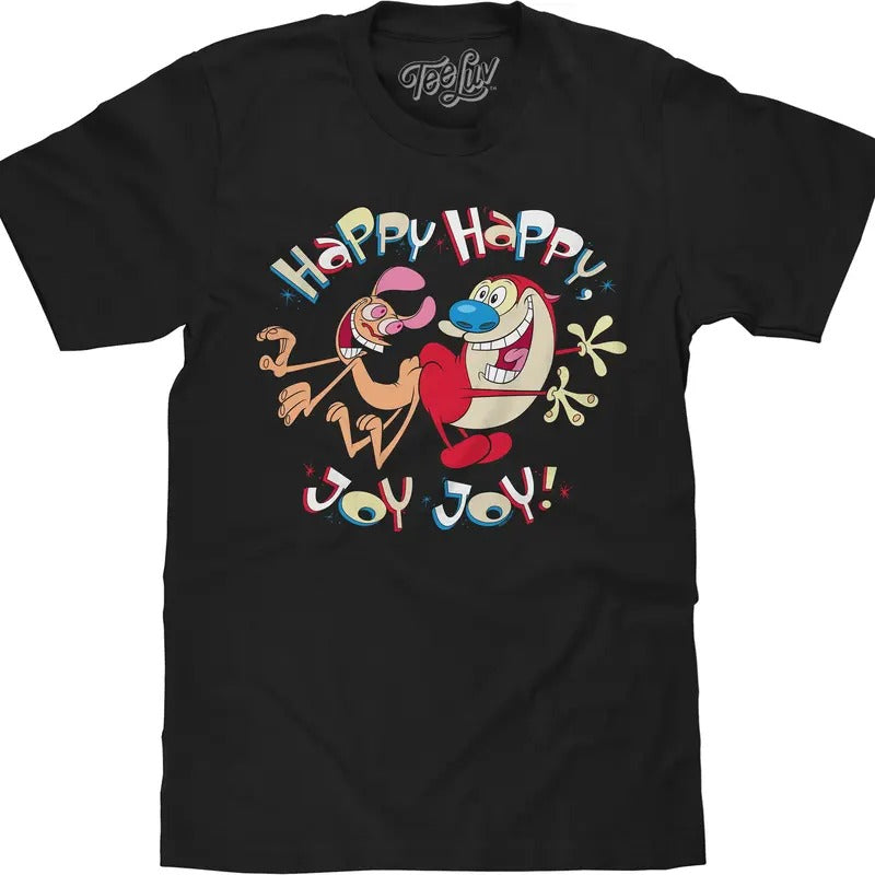 Ren and Stimpy Happy Happy Joy Joy T-Shirt - Black Hoodie, Sweatshirt | WearSparks.com