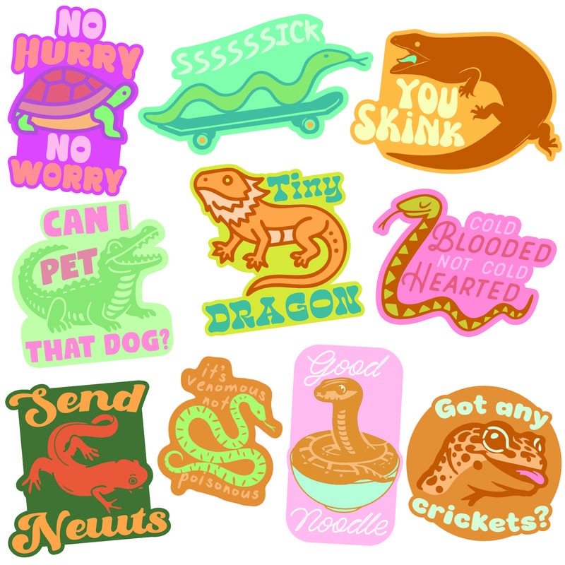 Reptile Sticker Extra Large Stickers for Adults Funny Adhesives with Memes Sarcastic  Funny Animal  Multi T-Shirts,...