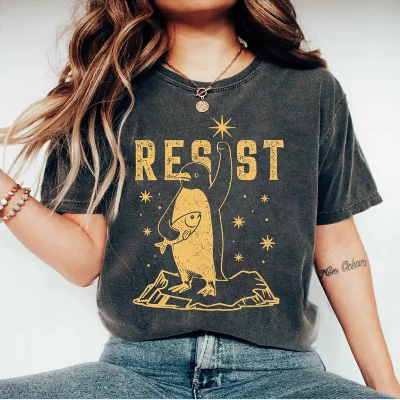 Resist Penguin Activism T-shirt File, Anti-Trump Shirt, Resist Penguin Digital Download, Penguin lover Hoodie, Sweatshirt