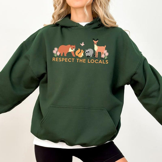 Respect The Local Hoodie, Protect Wildlife Sweatshirt, National Parks Hoodies, Camping Outdoors Sweaters, Granola Girl...