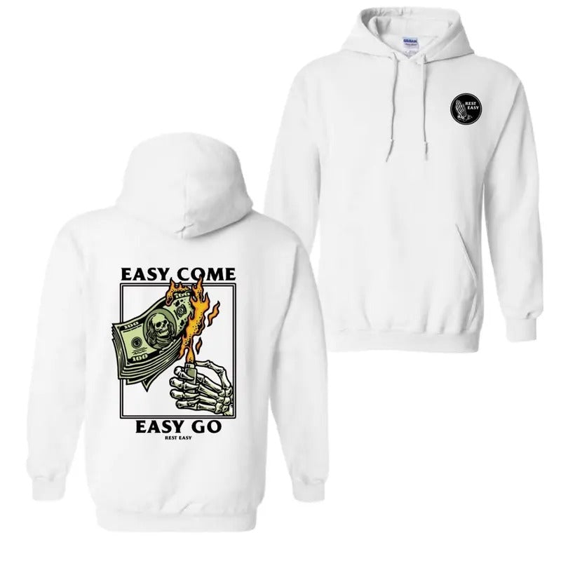 Rest Easy Hoodie - Easy Come Easy Go Skeleton Design, Ideal for Casual Wear, Comfortable and Stylish, Gift for Men, Gift...