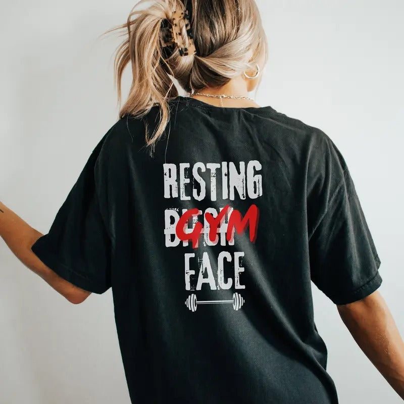 Resting Btch Face Gym Shirt For Girls Funny Gym Pump Cover Muscle Mommy Oversized Tee s Weightlifting Tshirt Gift Hoodie,...