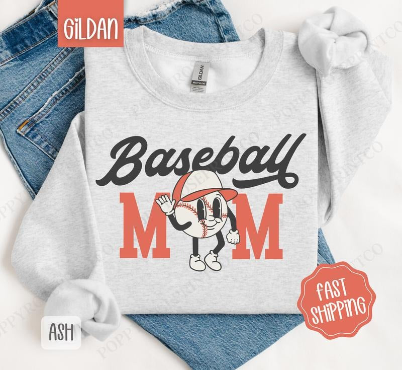 Retro Baseball Mom Sweatshirt, Women's Crewneck, Baseball Mom Women's Sweatshirt T-Shirts, Hoodie | WearSparks.com
