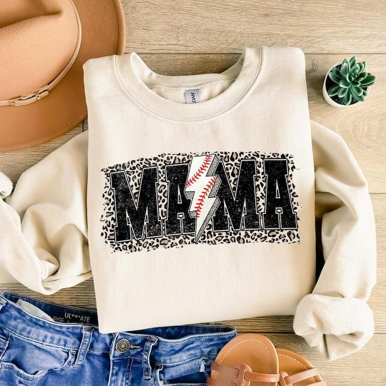 Retro Baseball , Game Day Baseball , Baseball Mama , Leopard Print, Baseball Mom , Baseball Season , Lightning Bolt...