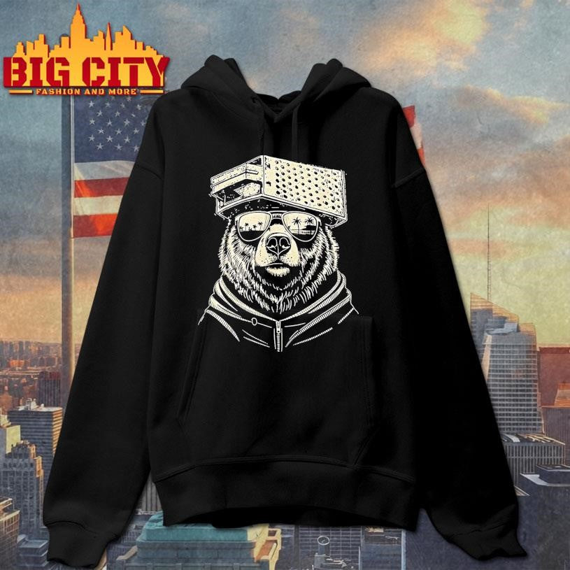 Retro Bear With Cheese Grater Hat And Sunglasses Vintage Shirt