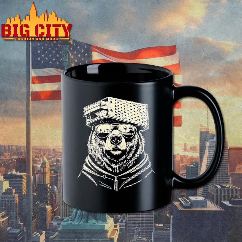 Retro Bear With Cheese Grater Hat And Sunglasses Vintage Shirt