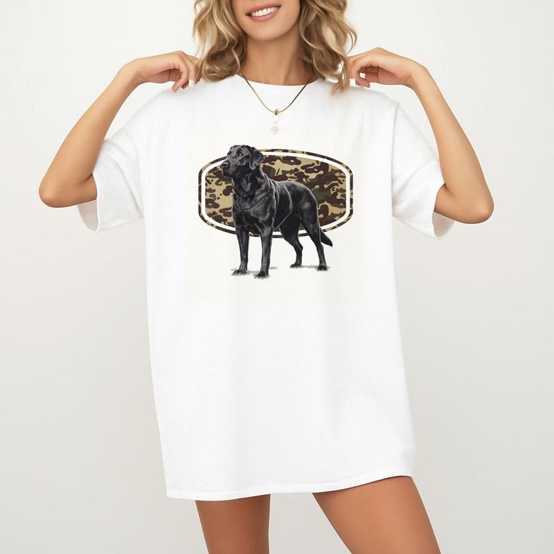 Retro Black Labrador Camo Hunting Dog T-shirt and Hunting Old School Camo Unisex Cotton Menswear Hoodie, Sweatshirt