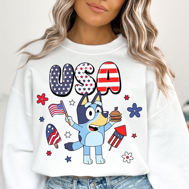 Retro Bluey 4th of July Shirt, Bluey Funny shirt Hoodie, Sweatshirt | WearSparks.com
