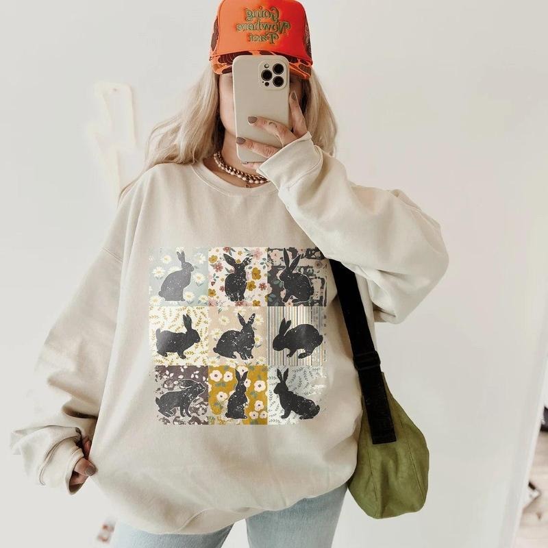 Retro Boho Easter Bunny Sweatshirt T-Shirts, Hoodie | WearSparks.com