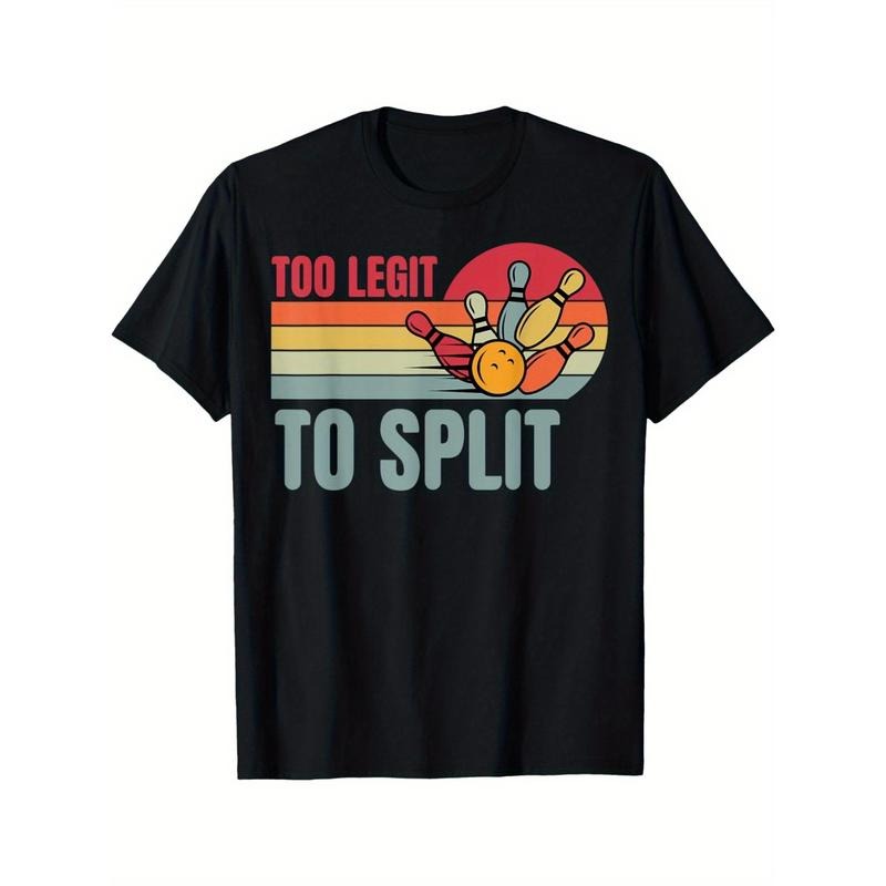 Retro Bowling Too Legit To Split Funny Bowler Women Men Pure Comfort in Style Men's Classic Print Short Sleeve Round Neck...