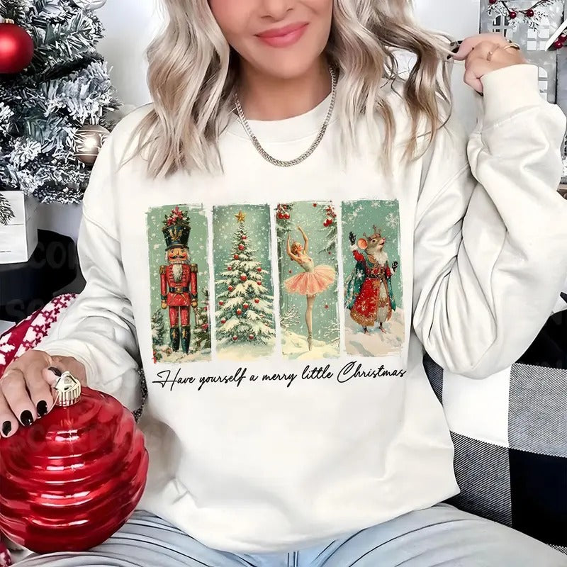 Retro Christmas Nutcracker Sweatshirt, Vintage Christmas Sweater, Have Yourself A Merry Little Christmas Sweatshirt, Xmas...