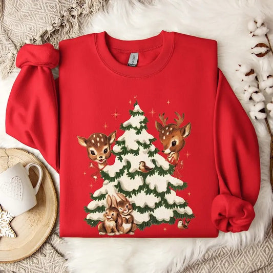 Retro Christmas Re!ndeer Sweatshirt Gift, Vintage Aesthetic Top, Cute Crewneck, Teacher Gift, Shirt, Family...