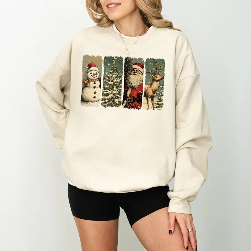 Retro Christmas Sweatshirt, Christmas Shirt Sweatshirt Vintage Christmas Sweatshirt, Santa Claus Sweatshirt, Christmas...