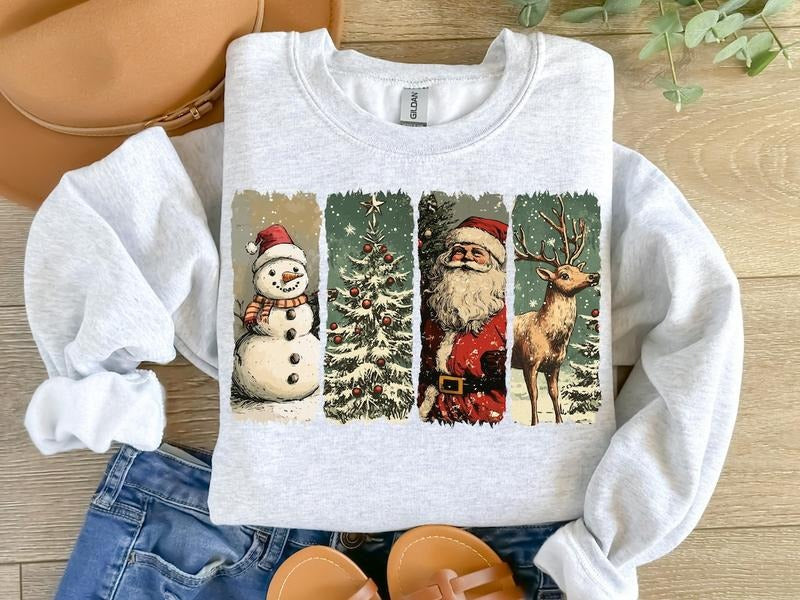 Retro Christmas Sweatshirt, Christmas Shirt , Santa Claus Sweatshirt Cotton Menswear Hoodie | WearSparks.com