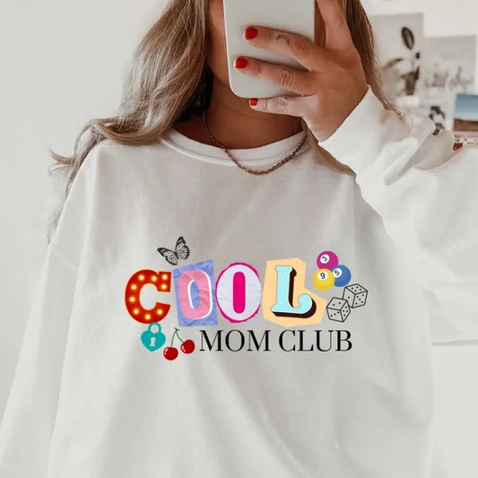 Retro Cool Mom Club Crewneck ~ Sweatshirt Unisex Apparel Relaxed Fit Printed in the USA Clothing Womenswear Casual and...