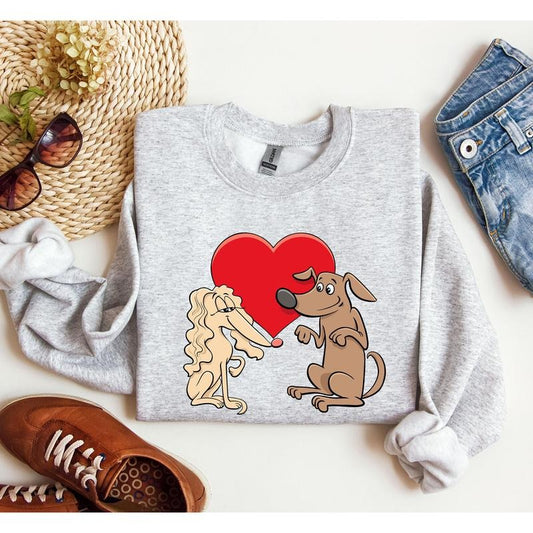 Retro Dog Lovers Sweatshirt, Vintage Valentine's Day Sweatshirt, Crew Neck, Women's, Crewneck, Valentine's Day, Love,...