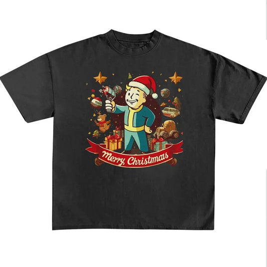 Retro Fallout Nuka Cola Merry Christmas Tee, Retro Gaming Appeal, Xmas Streetwear, Perfect Gift For Fans, Unisex Heavy...