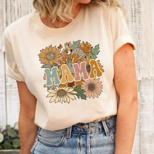 Retro Floral Mama T-shirt, Mom Shirt for Mom for Mother's Day, Mama T-shirt, Shirt for Mom for Mother's Day, Mama T-Shirt...