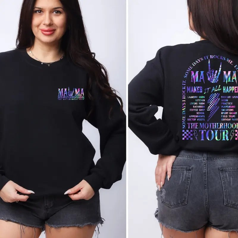 Retro Funny The Motherhood Tour Sweatshirt ,Some Days I Rock It ,Some Days It Rocks Me ,Either Way Were Rockin T-Shirts,...