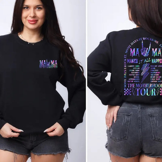 Retro Funny The Motherhood Tour Sweatshirt ,Some Days I Rock It ,Some Days It Rocks Me ,Either Way Were Rockin T-Shirts,...
