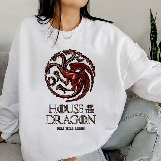 Retro Game Of Throne Shirt, House Of Dragon Tee Shirt, Fire Will Reign Sweatshirt, Vintage Bookish Shirt, Fantasy Reading...