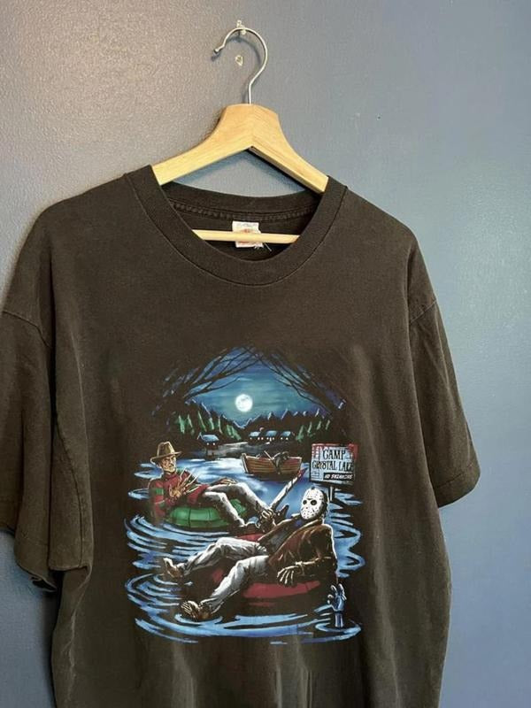 Retro Halloween Movie Sweatshirt, Camp Crystal Lake Halloween T-Shirt, Halloween Characters Shirt, 90s Halloween Movies...