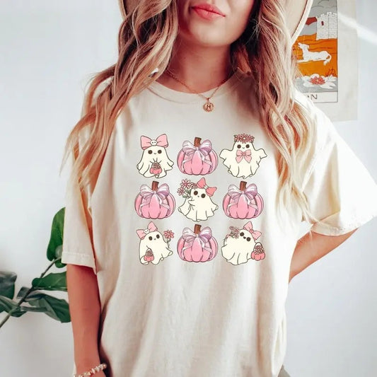 Retro Halloween Shirt, Coquette Halloween Shirt, Hallowen Pumpkin Shirt, Pink Pumpkin Shirt, Pumpkin Coquette Bow Shirt,...