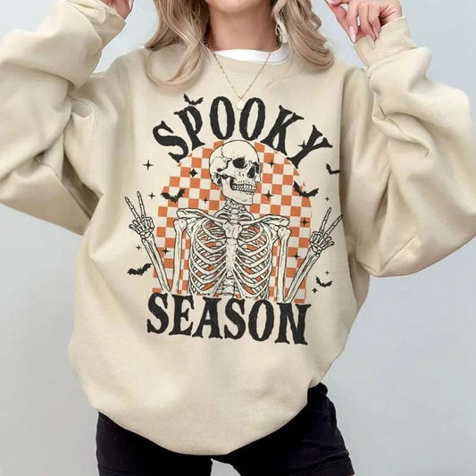Retro Halloween Shirt, Spooky Season Skeleton Checkered Shirt, Cute Halloween Shirts, Spooky Season Spooky Vibes T-Shirt...