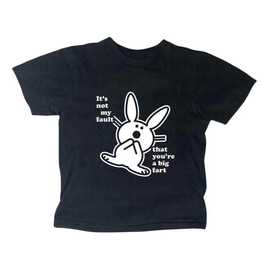 Retro Happy Bunny Baby Tee, Y2k Top Women Streetwear, Gothic Emo Girl Top, Scene Clothing 2000s, Casual Cotton Short...