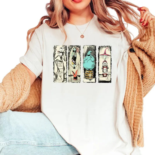 Retro Haunted Mansion The Nightmare Before Christmas Shirt  Halloween Shirt  Halloween Gifts  Spooky Shirt Top Womenswear...
