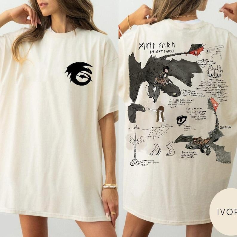 Retro How To Train Your Dragon Night Fury Shirt, Hiccup And Toothless, Universal Studio Family Trip T-shirt,  Httyd Movie...