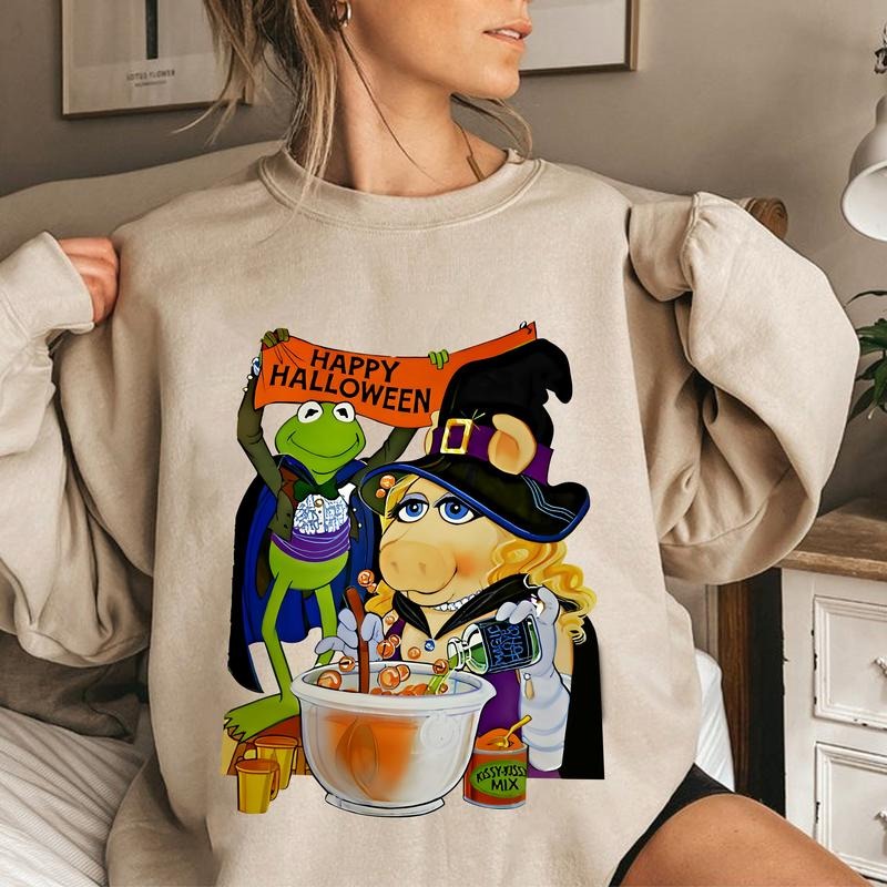 Retro Kermit the Frog And Miss Piggy Happy Halloween T-shirt, The Muppets Show Halloween Party Tee, WDW Family Trip Shirt...