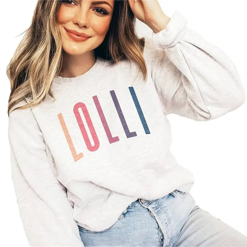 Retro Lolli Ombre Sweatshirt, New Grammy, Lolli Shirts, Pregnancy Reveal, Gift, Unisex Cotton Hoodie | WearSparks.com