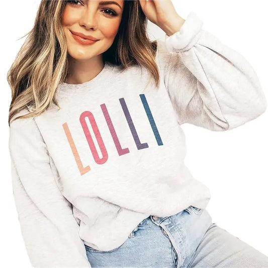 Retro Lolli Ombre Sweatshirt, New Grammy, Lolli Shirts, Pregnancy Reveal, Gift, Unisex Cotton Hoodie | WearSparks.com