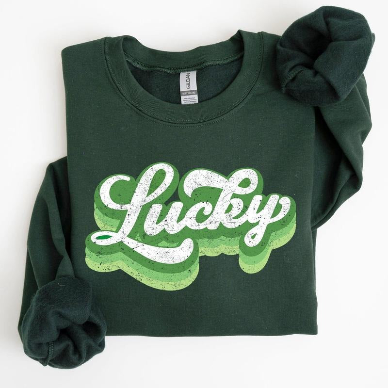 Retro Lucky, Vintage Style, St Patrick's Day Sweatshirt T-Shirts, Hoodie | WearSparks.com