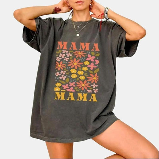 Retro Mama Shirt, Comfort Colors Mom T-Shirt, Boho Mama Shirt, Mother's Day Gifts, Floral Mom Outfit, Girl Mama Shirt,...