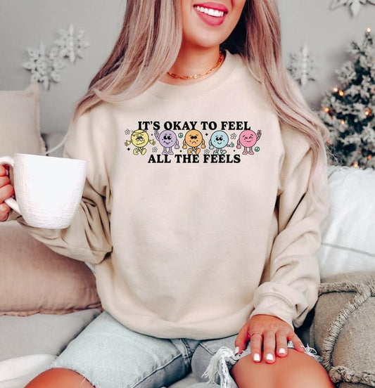 Retro Mental Health Sweatshirt, It's Ok To Feel All The Feels, School Psychologist Shirt, Self Love Shirt, Love Yourself...