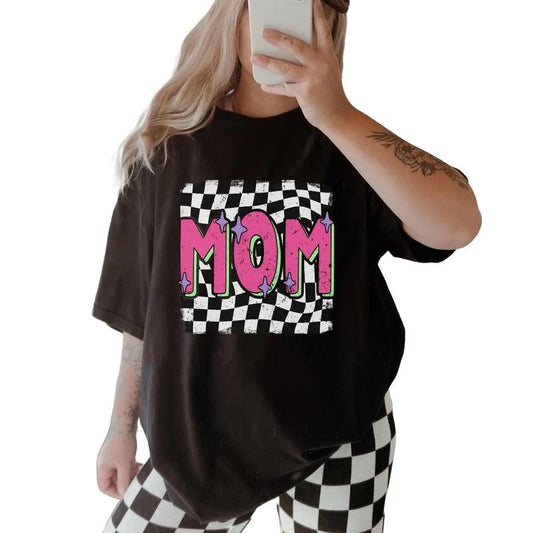 Retro Mom Shirt, Checkered Mama Shirt, Mothers Day Gift, Cute Mom Shirt, Shirts For Women, New Mom Gift, Mom Gift Shirt,...