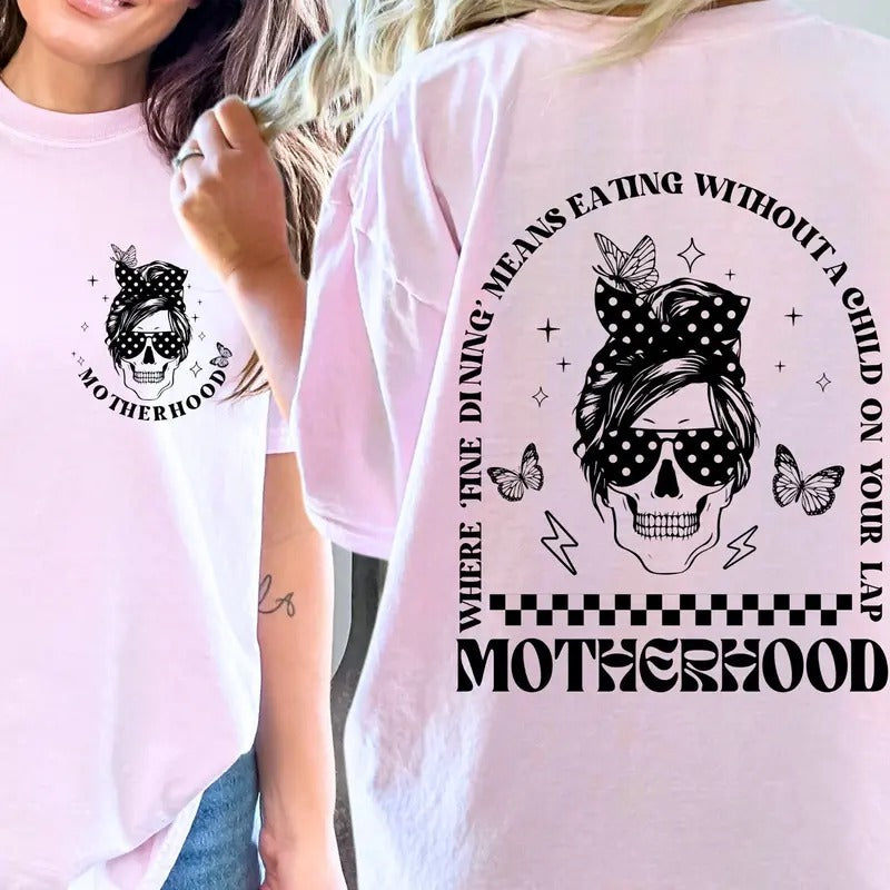 Retro Motherhood 'fine Dining Tshirt Mama Comfort Colors T-shirt Skeleton Hands Shirt For Mothers Day Funny Mom Gift...