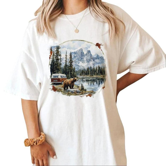 Retro Mountain Bear Forest Hoodie T-shirts and Sweatshirts National Hunting Day Outfits 1 Cotton Menswear | WearSparks.com