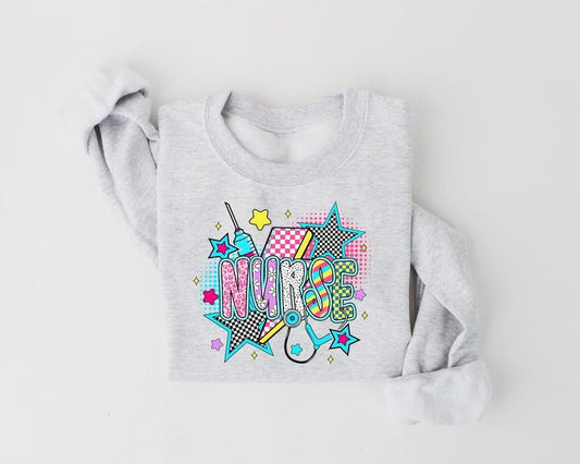 Retro Nurse Sweatshirt, Checkered Nurse Shirt, Nurse Life, Preppy Nurse Bow Shirt Hoodie | WearSparks.com