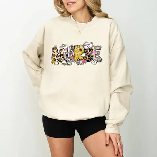 Retro Nurse Sweatshirt, Nurse Life T Shrt, Nurse Gift, Nursing Hoodie, Nurse Floral Tee, Nurse Leopard Flower Shirt,...